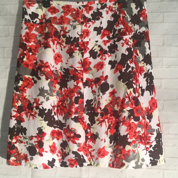 Cato Dresses & Skirts - Cato floral red brown skirt size 14 midi exc. cond